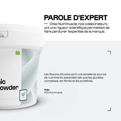 Flocons d'avoine biologiques en poudre